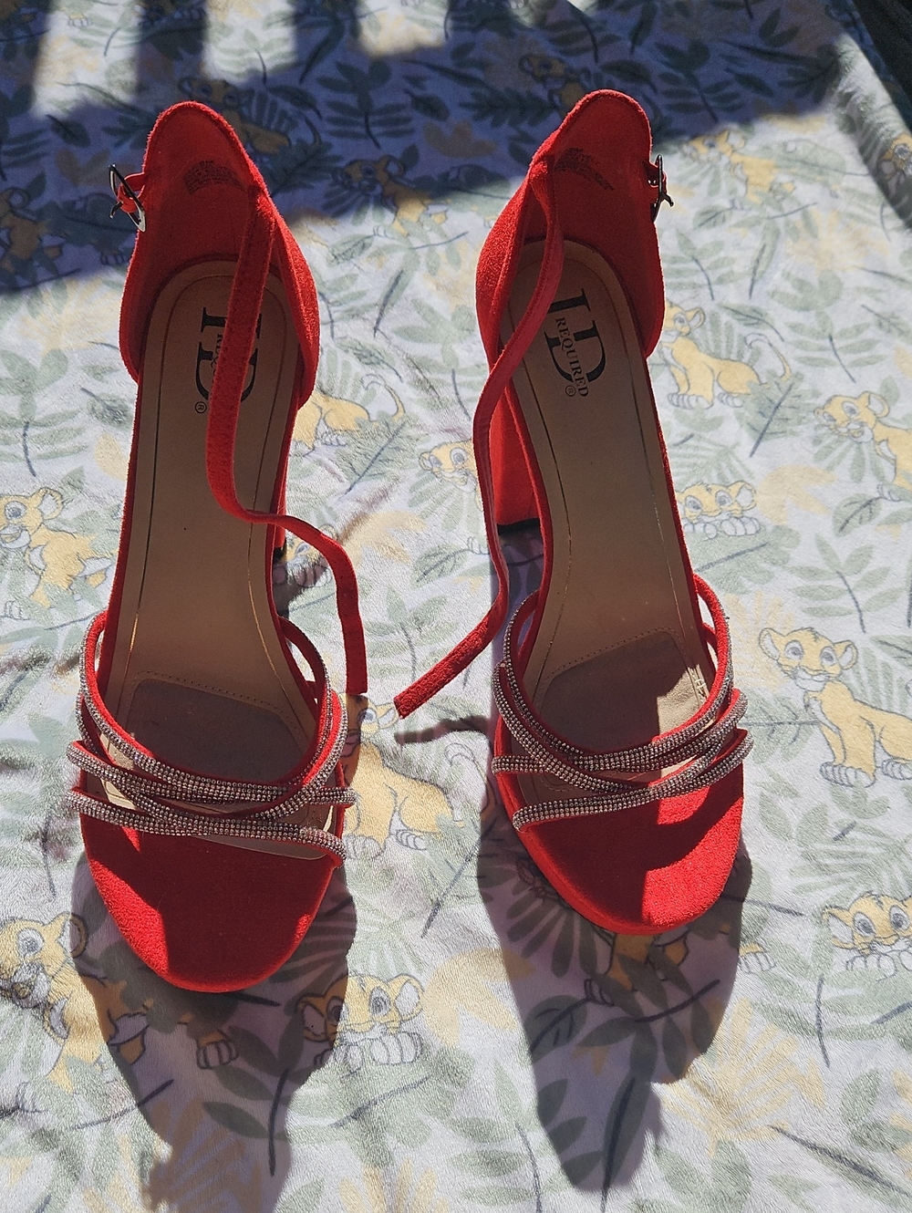 Dazzling Red Strappy Heels with Crystal Wrap Detail